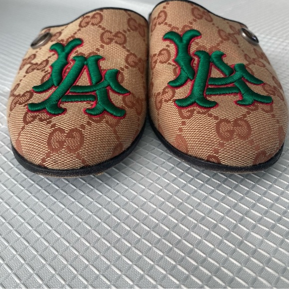 GUCCI GG Monogram Womens LA Dodgers Mule Slides Beige Ruggine - Picture 4 of 9